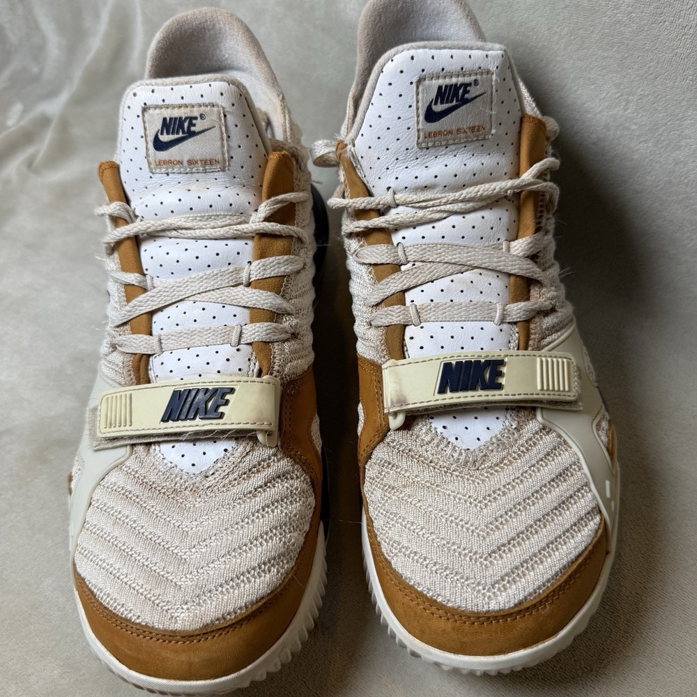 Size 10 - Nike LeBron 16 Air Trainer Medicine Ball Tan, White, Blue - Picture 4 of 10